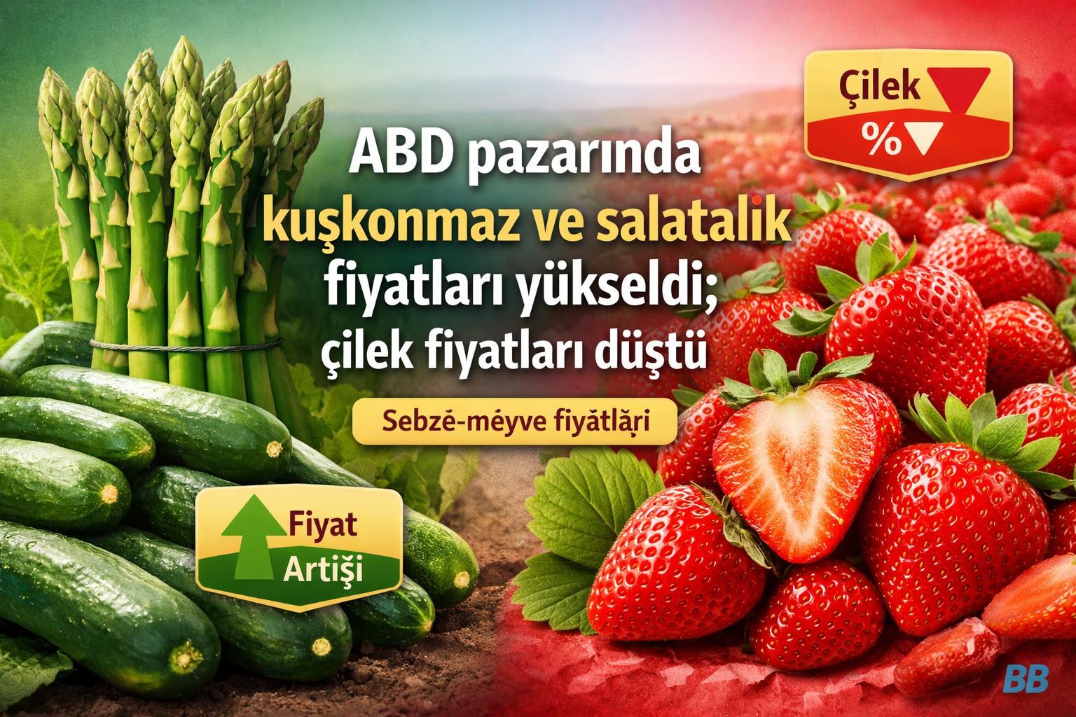 ABD pazarında kuşkonmaz ve salatalık fiyatları yükseldi; çilek fiyatları düştü görseli