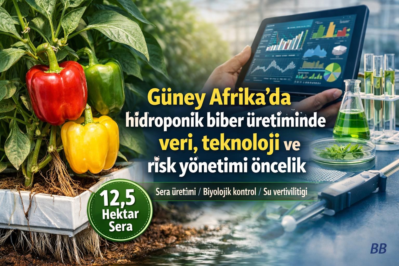 Güney Afrika'da hidroponik biber üretiminde veri, teknoloji ve risk yönetimi öncelik görseli