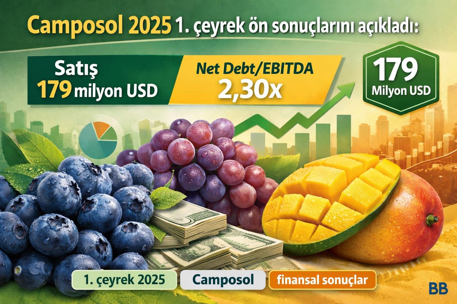 Camposol 2025 1. çeyrek ön sonuçlarını açıkladı: Satış 179 milyon USD, Net Debt/EBITDA 2,30x gorseli