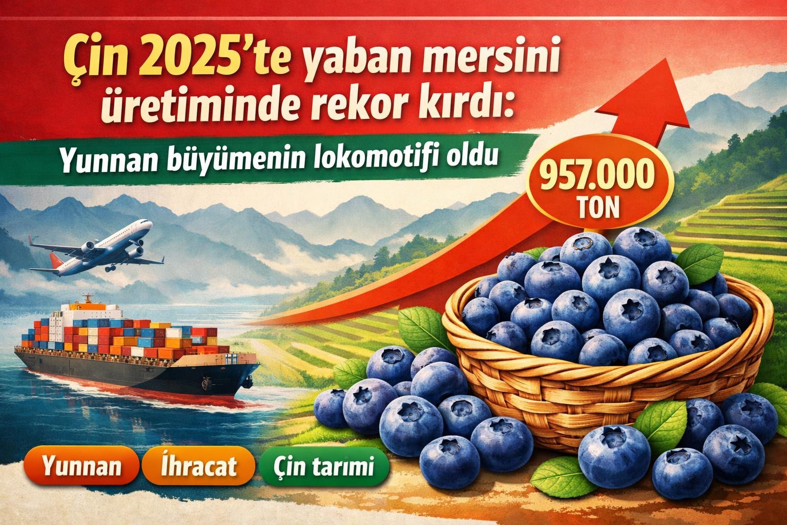 Çin 2025'te yaban mersini üretiminde rekor kırdı: Yunnan büyümenin lokomotifi oldu gorseli