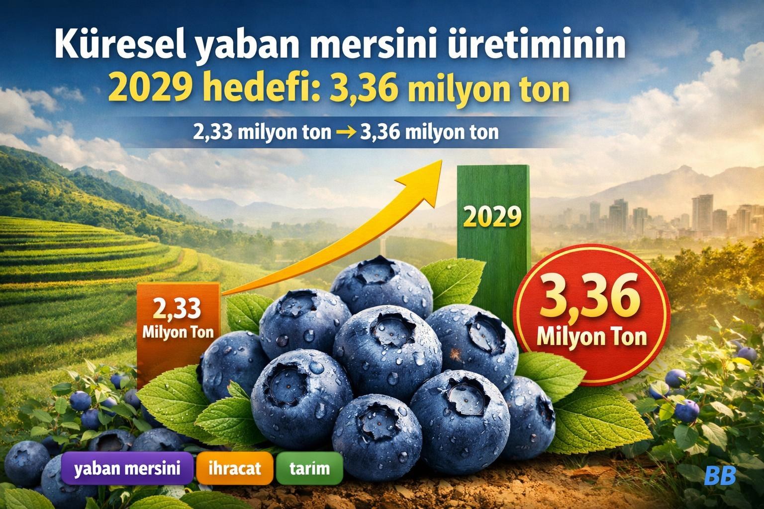 Küresel yaban mersini üretiminin 2029 hedefi: 3,36 milyon ton görseli