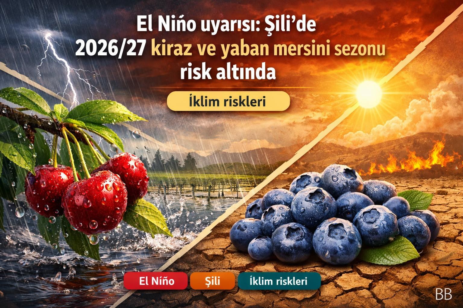 El Niño uyarısı: Şili'de 2026/27 kiraz ve yaban mersini sezonu risk altında gorseli