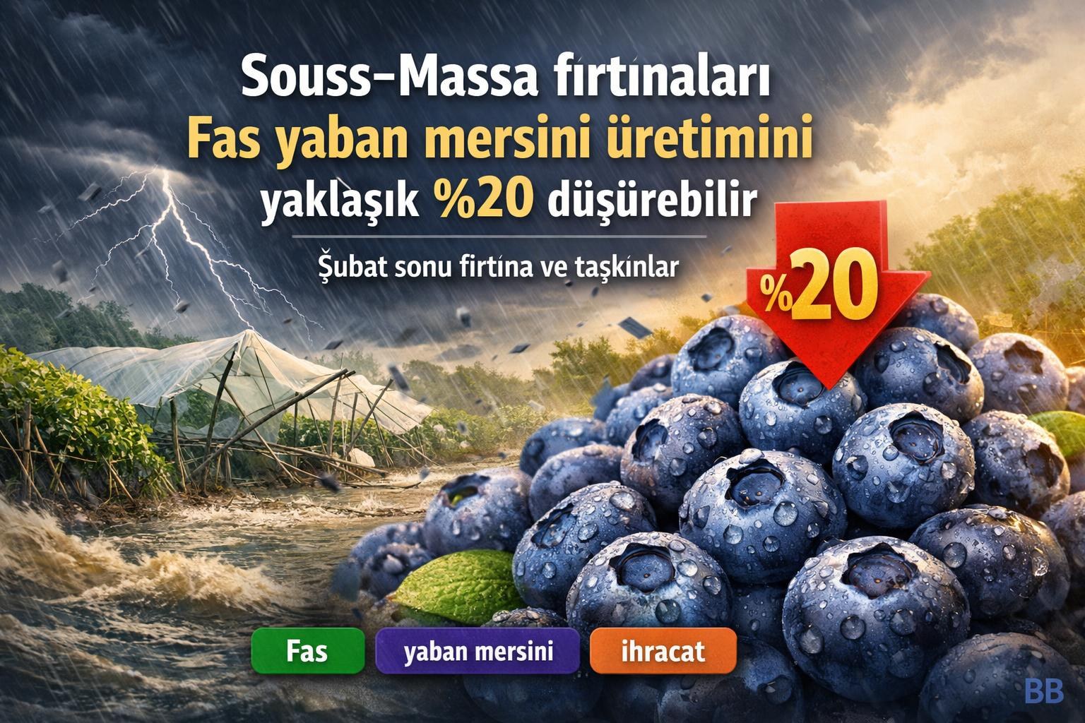 Souss‑Massa fırtınaları Fas yaban mersini üretimini yaklaşık %20 düşürebilir gorseli