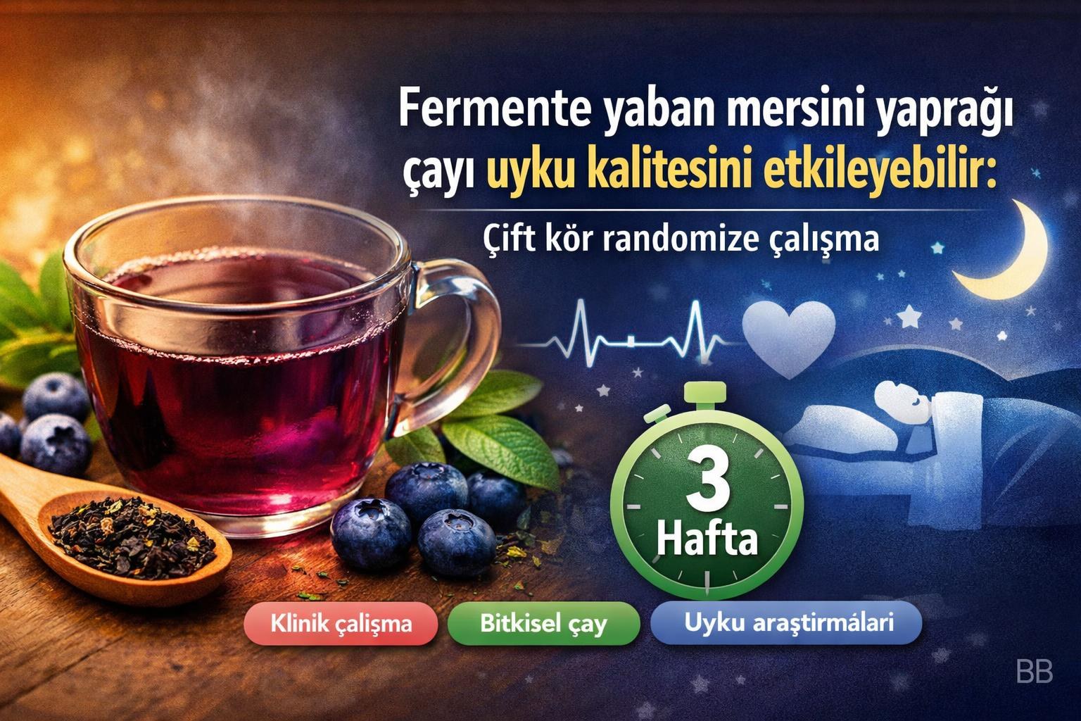 Fermente yaban mersini yaprağı çayı uyku kalitesini etkileyebilir: Çift kör randomize çalışma gorseli