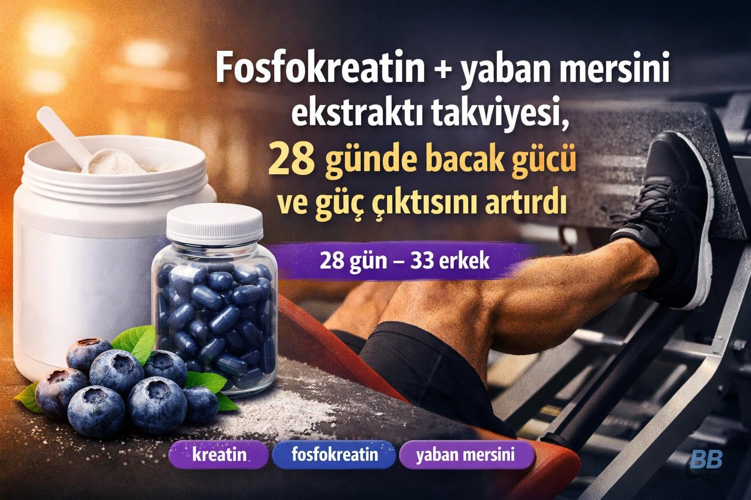 Fosfokreatin + yaban mersini ekstraktı takviyesi, 28 günde bacak gücü ve güç çıktısını artırdı görseli