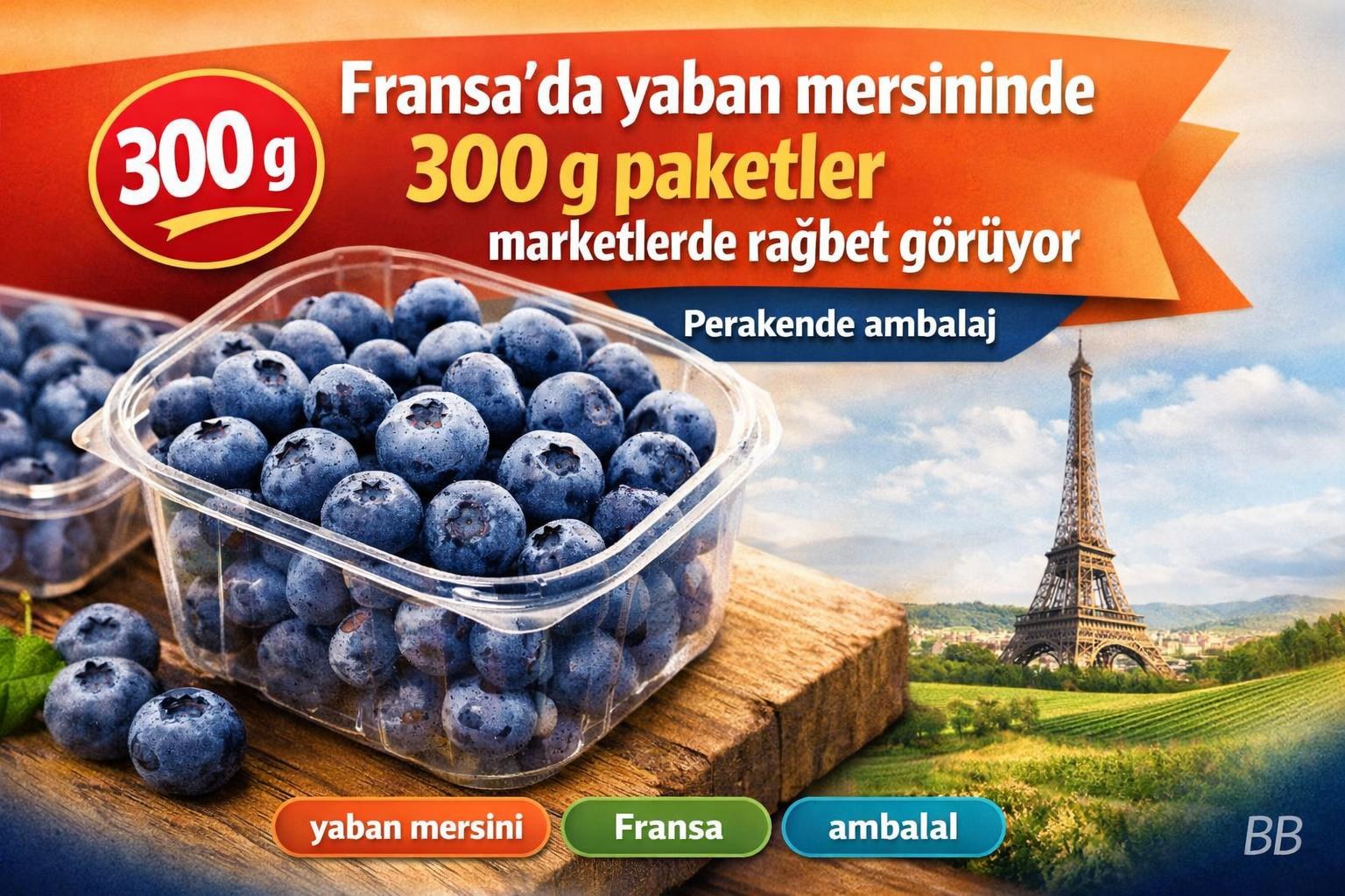 Fransa'da yaban mersininde 300 g paketler marketlerde rağbet görüyor görseli