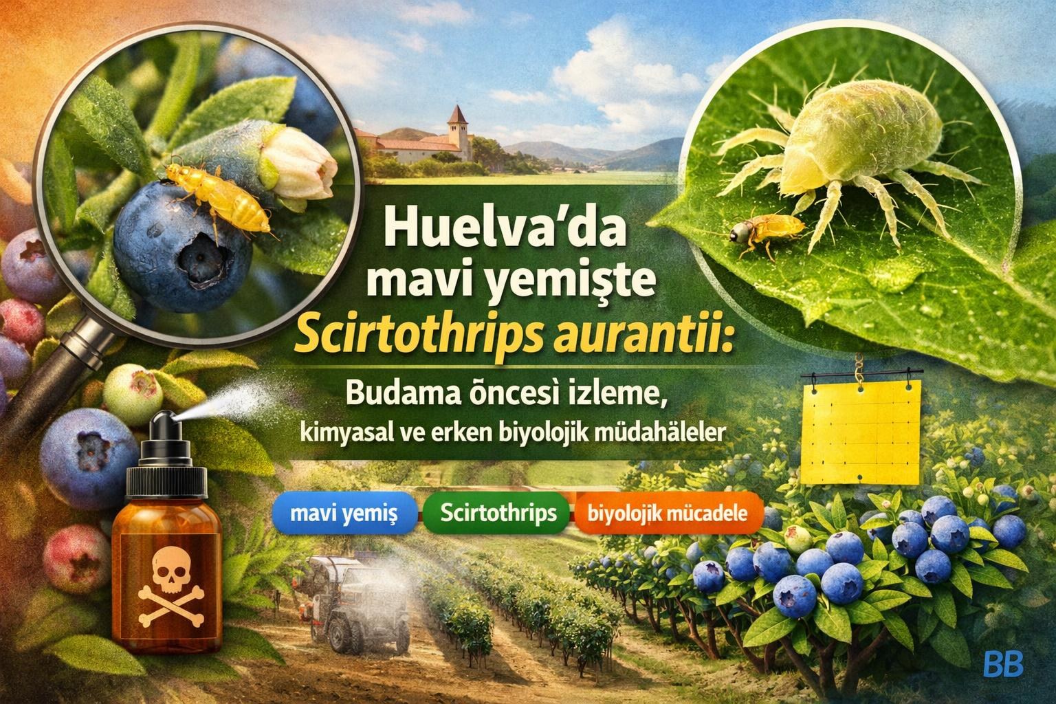 Huelva'da mavi yemişte Scirtothrips aurantii: Budama öncesi izleme, kimyasal ve erken biyolojik müdahaleler görseli