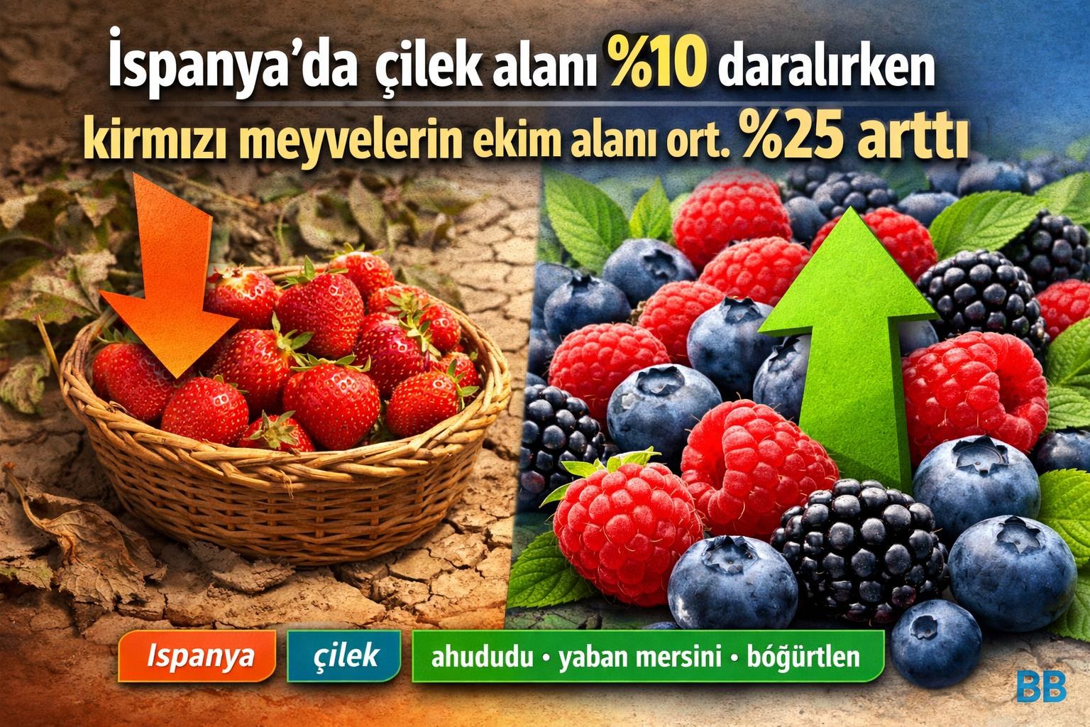 İspanya'da çilek alanı %10 daralırken kırmızı meyvelerin ekim alanı ort. %25 arttı görseli