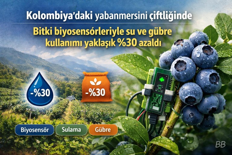 Kolombiya’daki yabanmersini çiftliğinde bitki biyosensörleriyle su ve gübre kullanımı yaklaşık %30 azaldı görseli