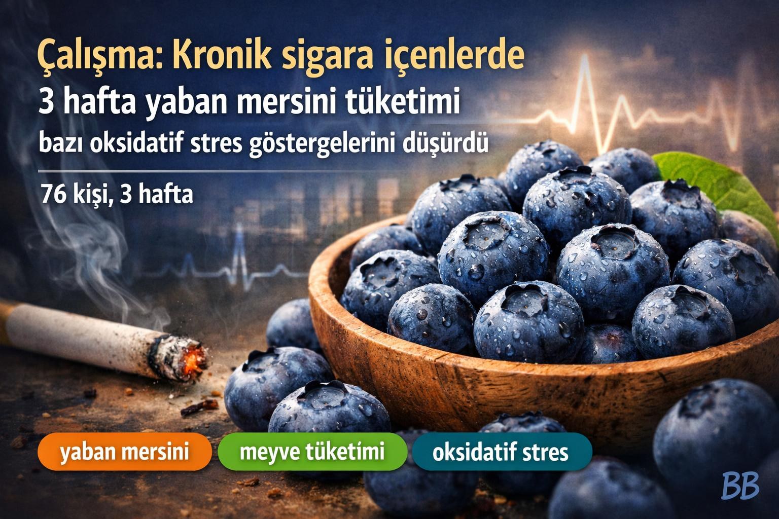 Çalışma: Kronik sigara içenlerde 3 hafta yaban mersini tüketimi bazı oksidatif stres göstergelerini düşürdü görseli