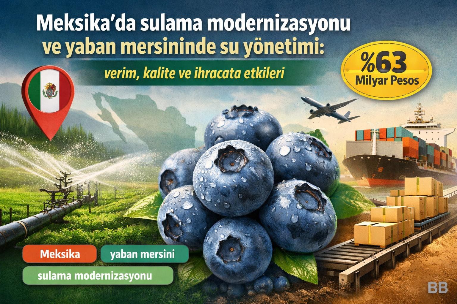 Meksika'da sulama modernizasyonu ve yaban mersininde su yönetimi: verim, kalite ve ihracata etkileri görseli
