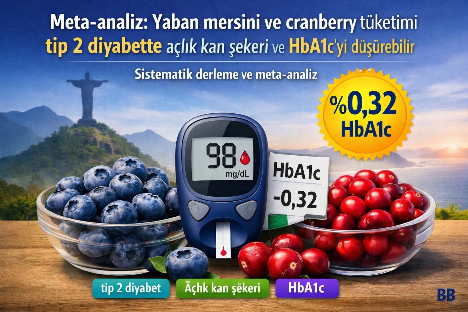 Meta-analiz: Yaban mersini ve cranberry tüketimi tip 2 diyabette açlık kan şekeri ve HbA1c’yi düşürebilir görseli