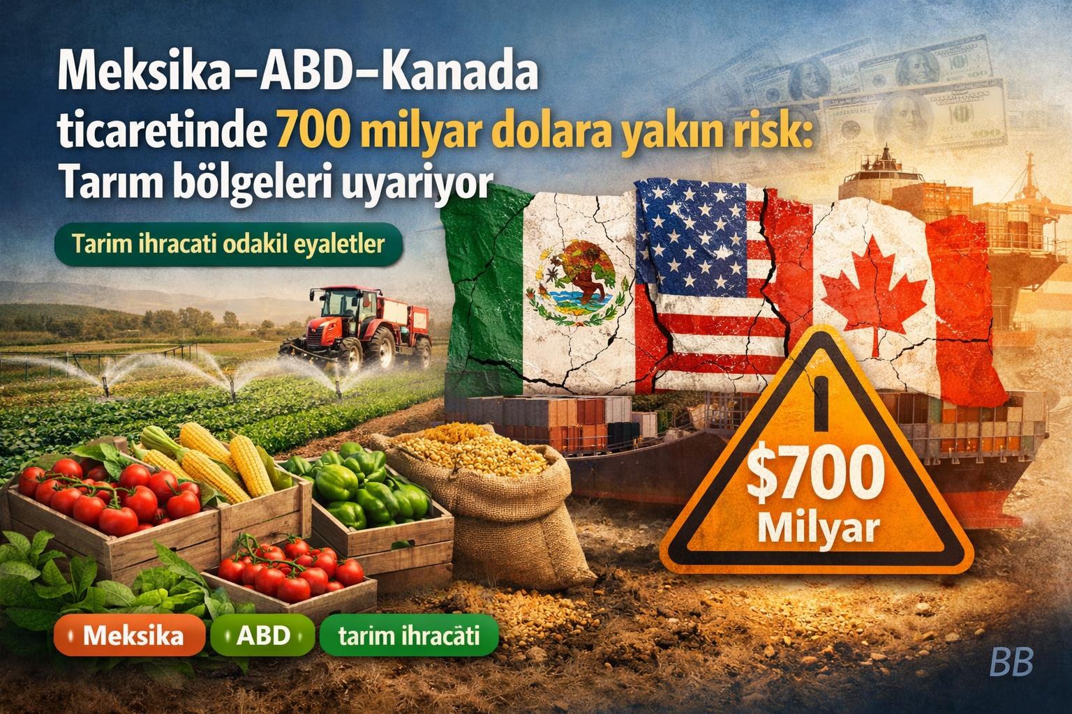 Meksika‑ABD‑Kanada ticaretinde 700 milyar dolara yakın risk: Tarım bölgeleri uyarıyor görseli