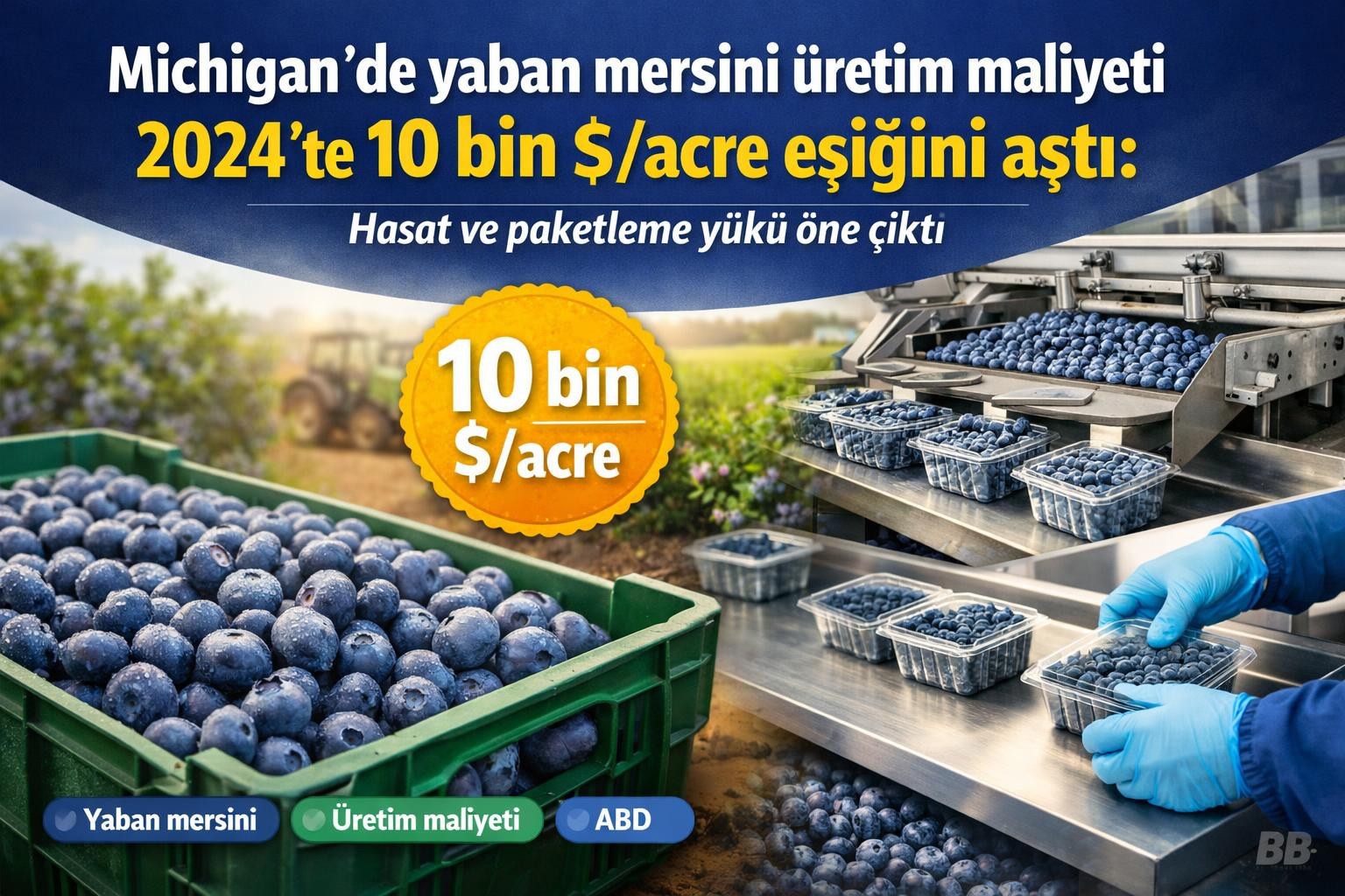 Michigan’de yaban mersini üretim maliyeti 2024’te 10 bin $/acre eşiğini aştı: Hasat ve paketleme yükü öne çıktı görseli