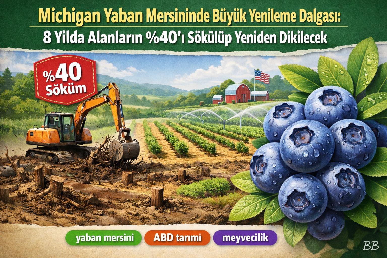 Michigan Yaban Mersininde Büyük Yenileme Dalgası: 8 Yılda Alanların %40’ı Sökülüp Yeniden Dikilecek gorseli