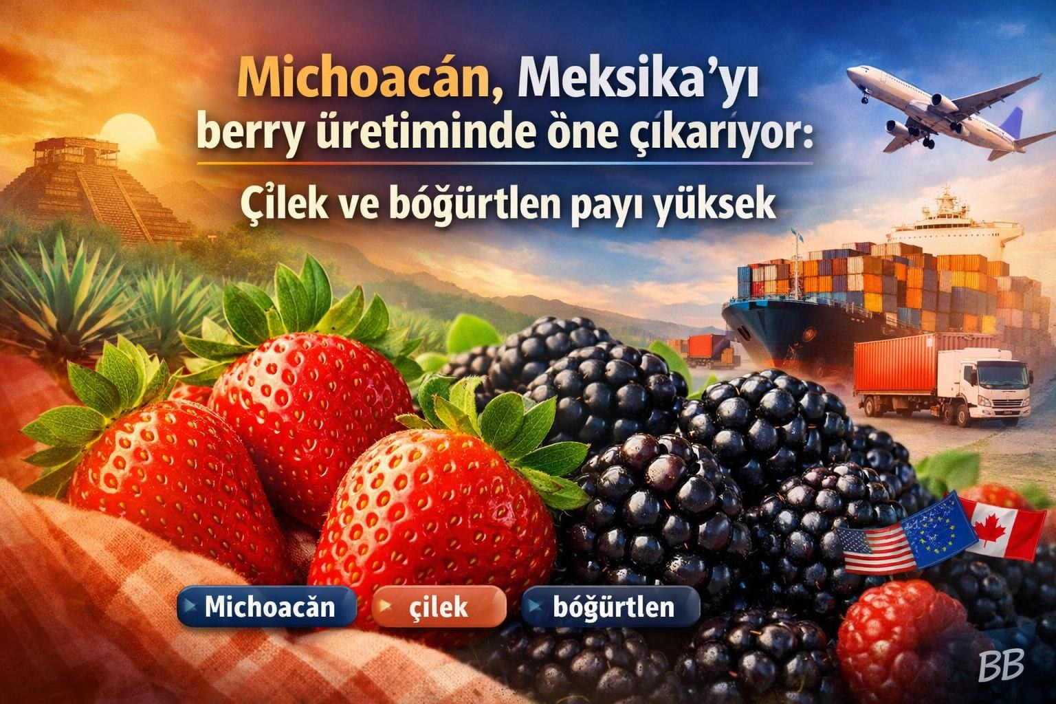 Michoacán, Meksika'yı berry üretiminde öne çıkarıyor: Çilek ve böğürtlen payı yüksek görseli