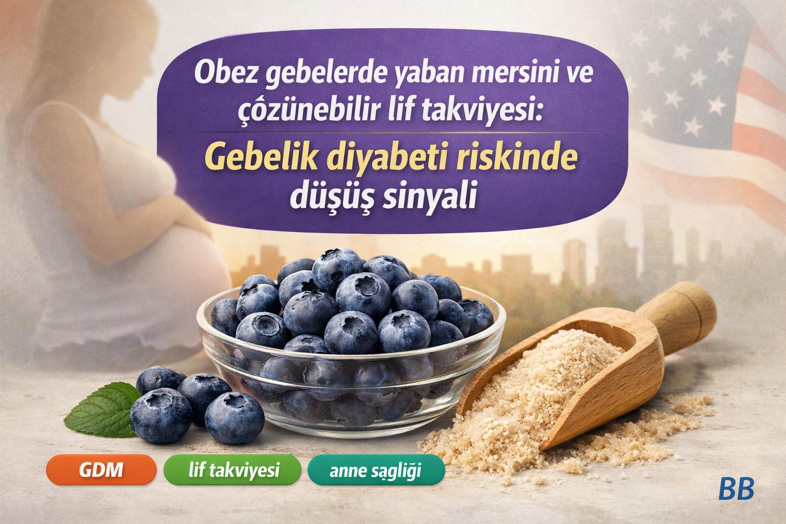 Obez gebelerde yaban mersini ve çözünebilir lif takviyesi: Gebelik diyabeti riskinde düşüş sinyali görseli