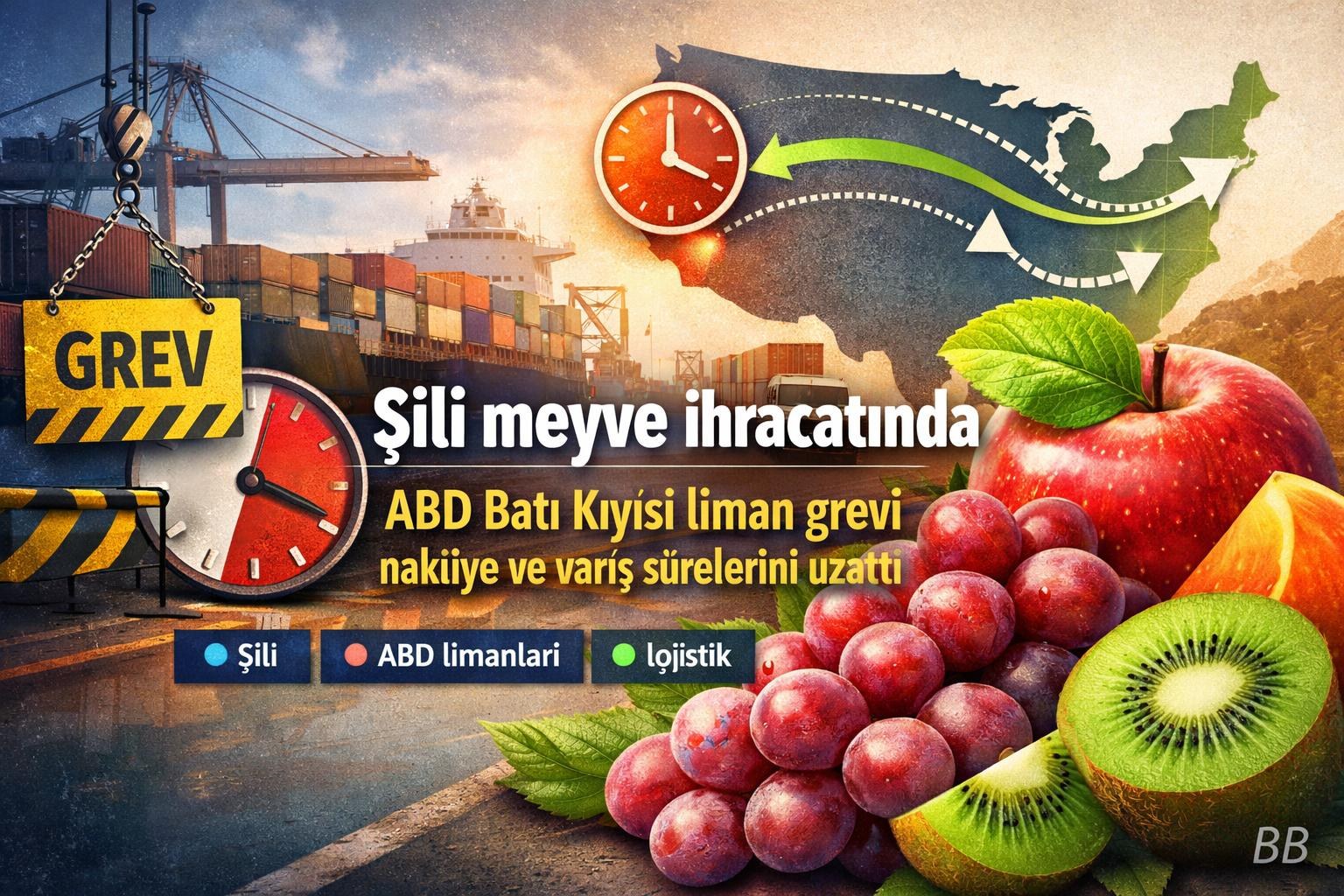 Şili meyve ihracatında ABD Batı Kıyısı liman grevi nakliye ve varış sürelerini uzattı görseli