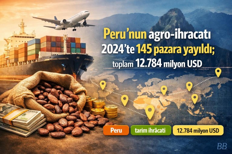 Peru'nun agro-ihracatı 2024'te 145 pazara yayıldı; toplam 12.784 milyon USD görseli