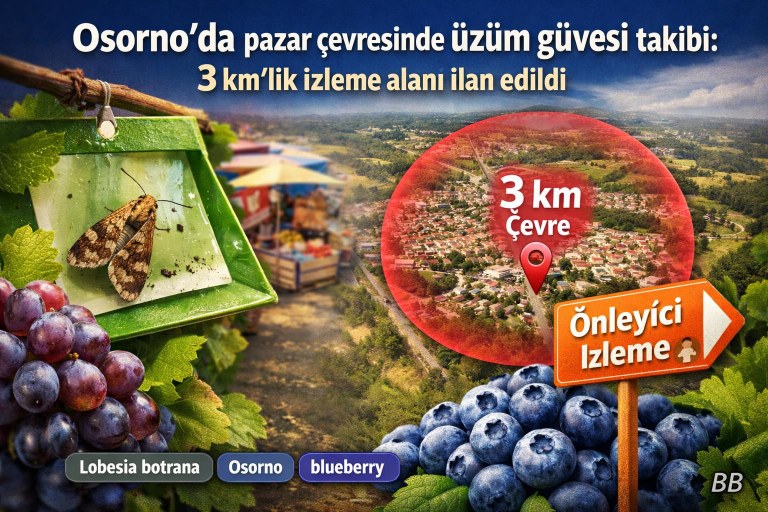 Osorno'da pazar çevresinde üzüm güvesi takibi: 3 km'lik izleme alanı ilan edildi görseli
