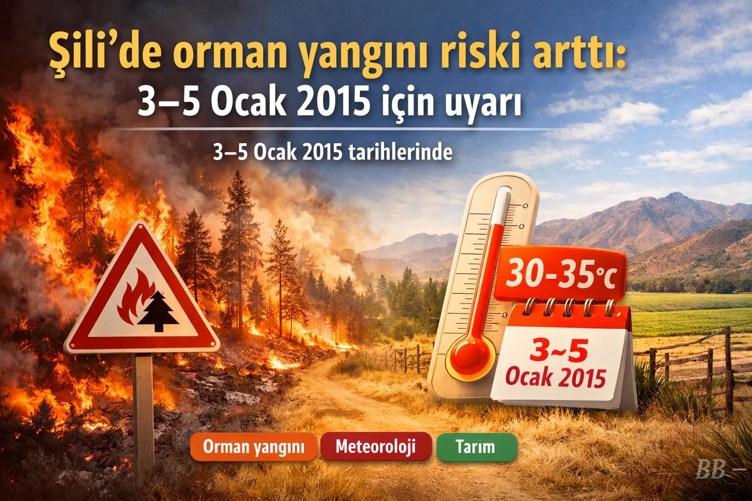 Şili'de orman yangını riski arttı: 3–5 Ocak 2015 için uyarı görseli