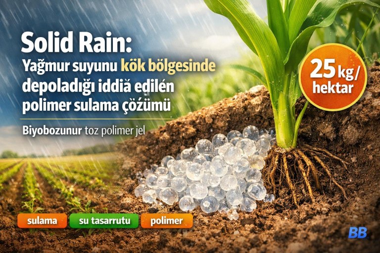 Solid Rain: Yağmur suyunu kök bölgesinde depoladığı iddia edilen polimer sulama çözümü görseli
