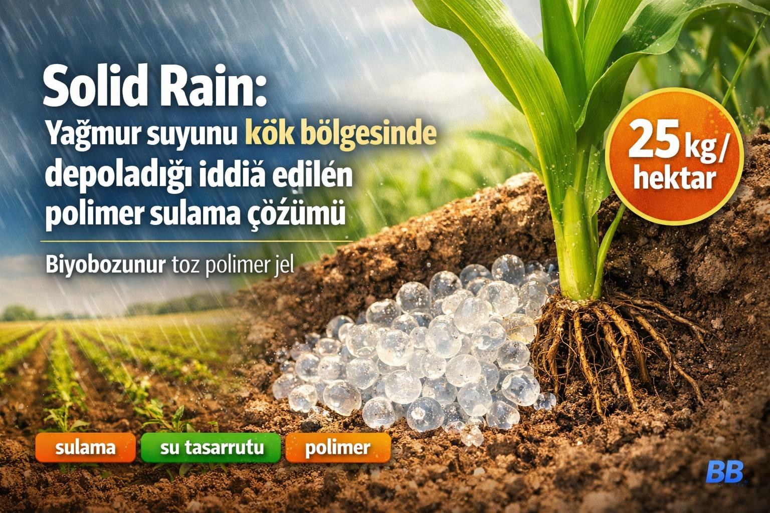 Solid Rain: Yağmur suyunu kök bölgesinde depoladığı iddia edilen polimer sulama çözümü görseli