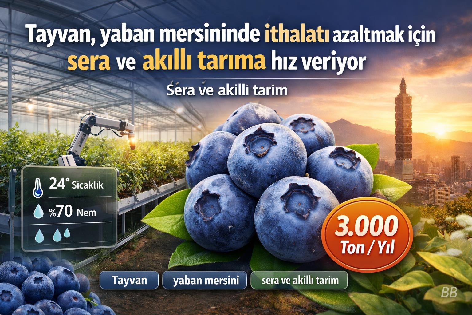 Tayvan, yaban mersininde ithalatı azaltmak için sera ve akıllı tarıma hız veriyor görseli