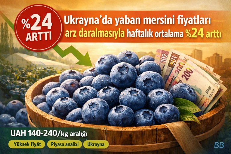 Ukrayna'da yaban mersini fiyatları arz daralmasıyla haftalık ortalama %24 arttı görseli