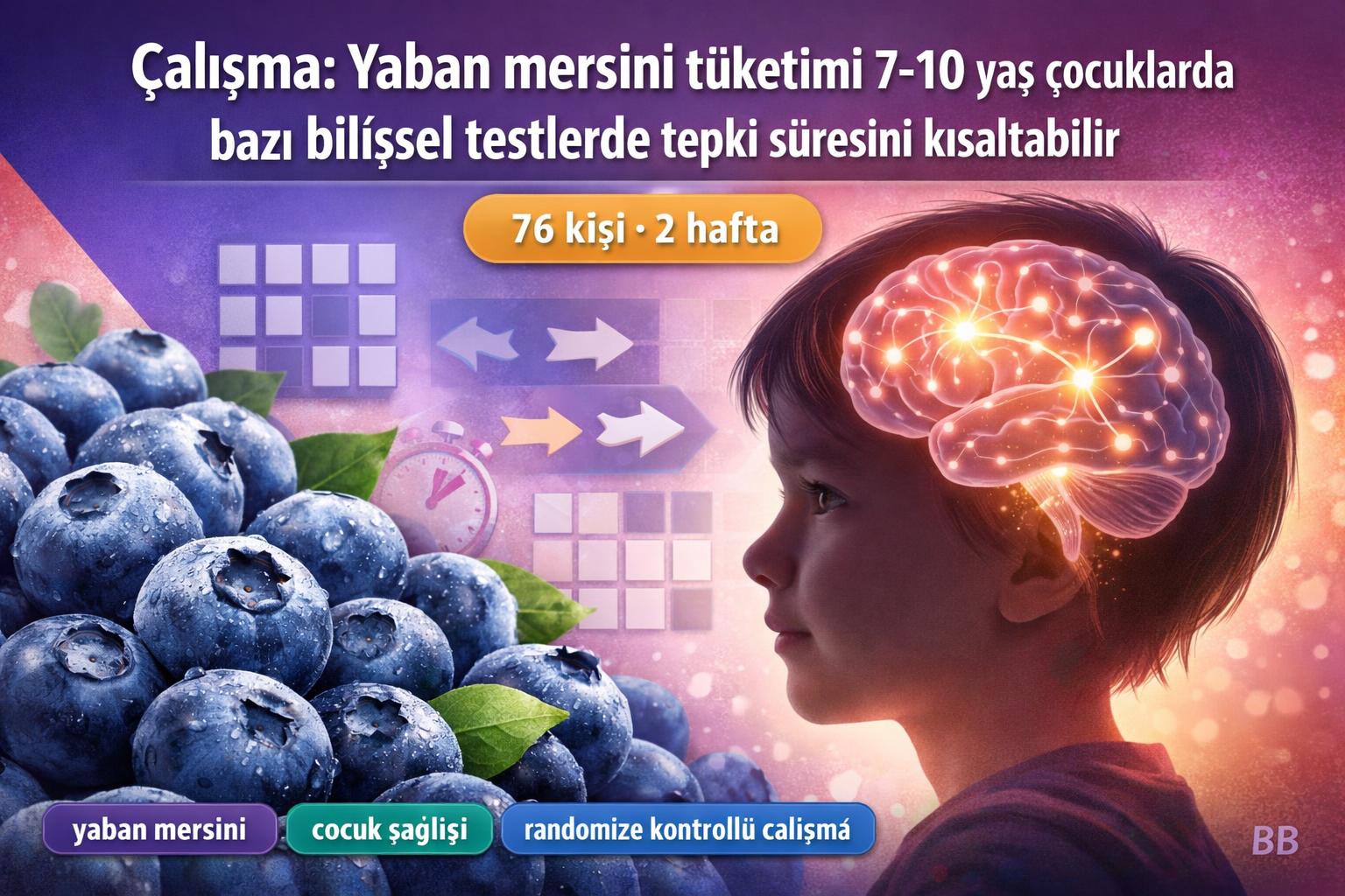 Çalışma: Yaban mersini tüketimi 7-10 yaş çocuklarda bazı bilişsel testlerde tepki süresini kısaltabilir görseli