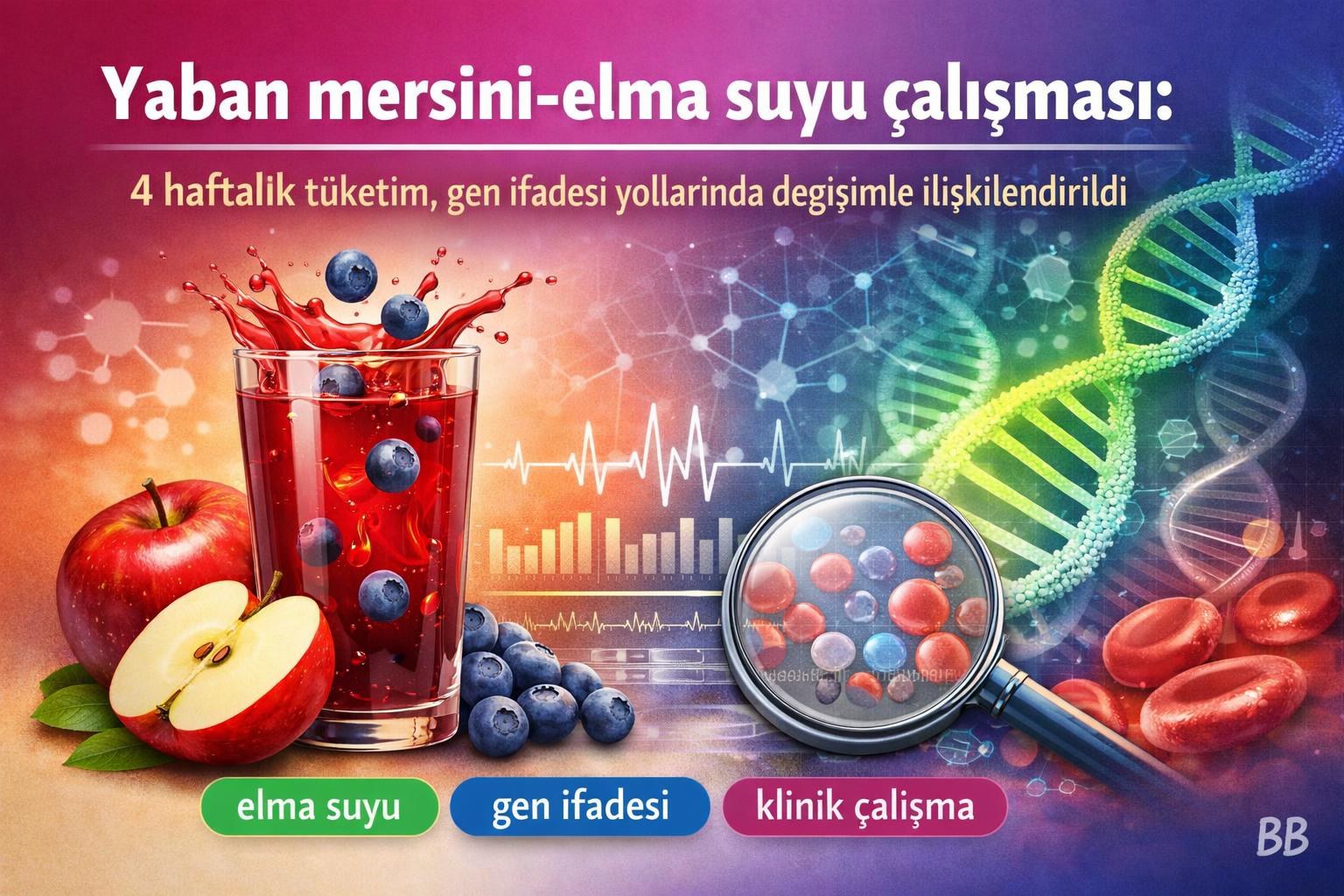 Yaban mersini-elma suyu çalışması: 4 haftalık tüketim, gen ifadesi yollarında değişimle ilişkilendirildi görseli