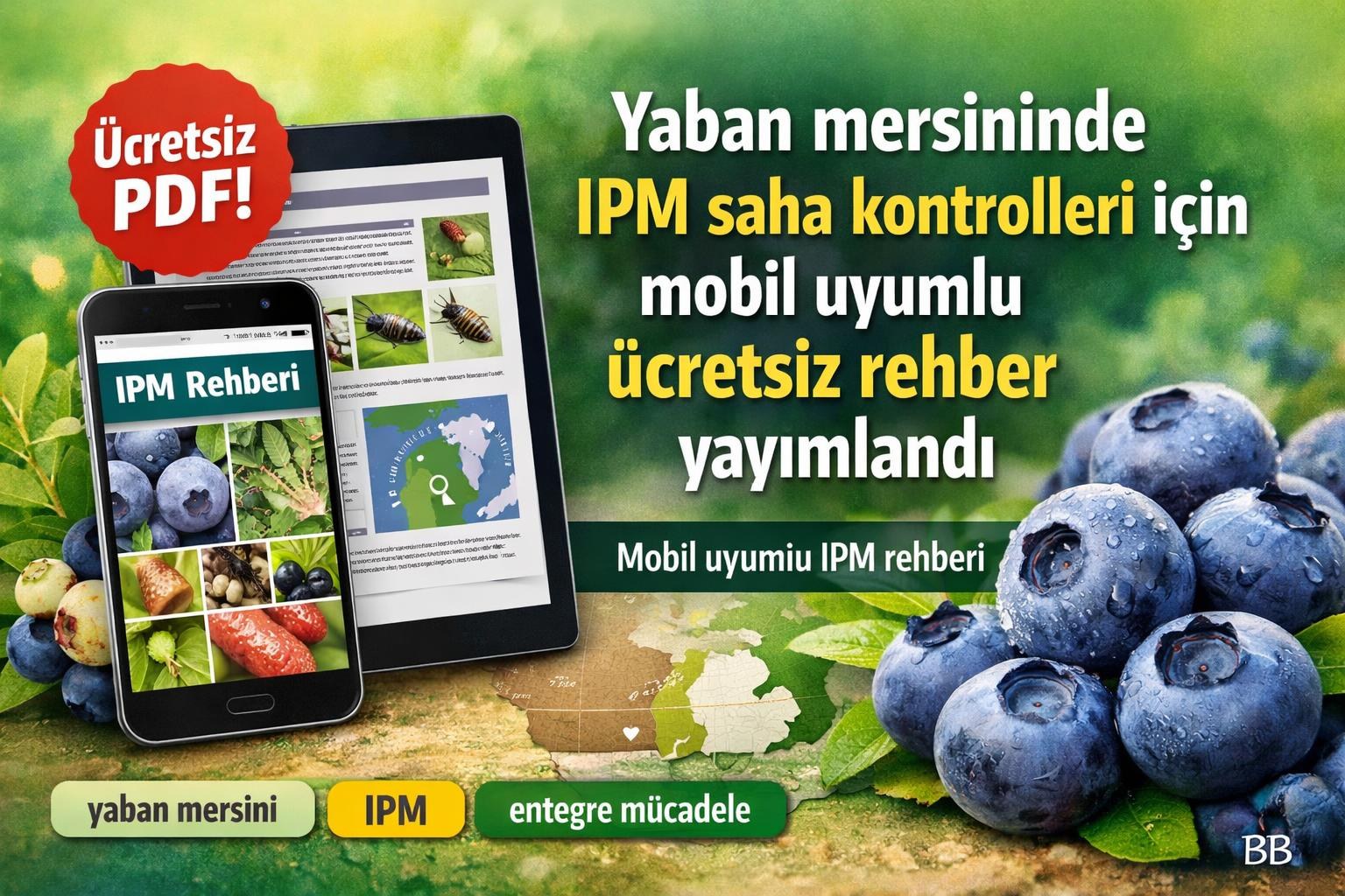 Yaban mersininde IPM saha kontrolleri için mobil uyumlu ücretsiz rehber yayımlandı görseli