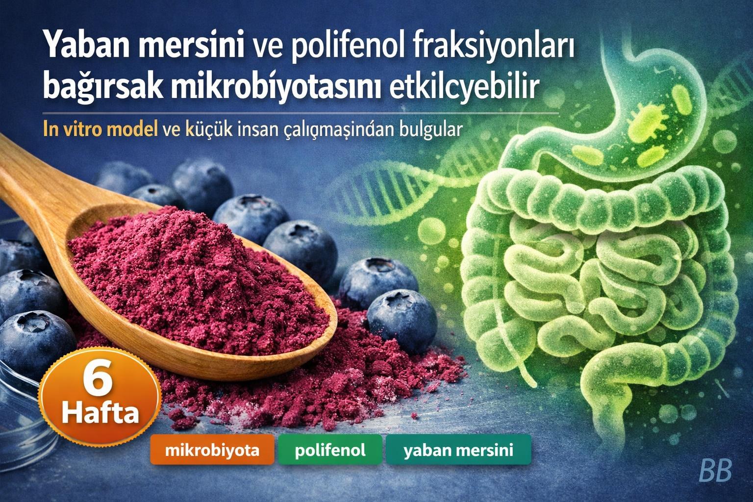 Yaban mersini ve polifenol fraksiyonları bağırsak mikrobiyotasını etkileyebilir: İn vitro model ve küçük insan çalışmasından bulgular görseli